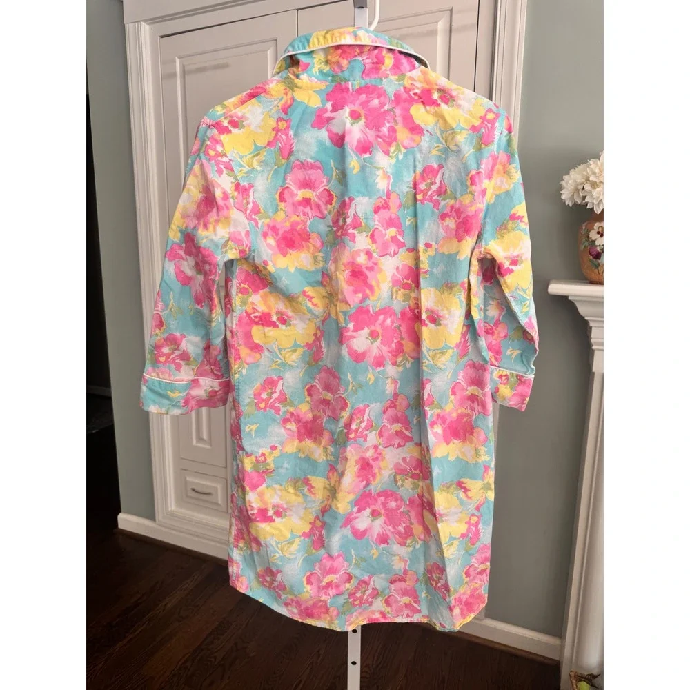 Lauren Ralph Lauren Floral Cotton Sleep Shirt Nightgown Pink‎ Blue Yellow Small